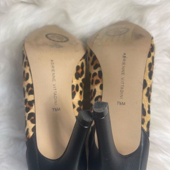 Adrienne Vittadini leather calf hair Chita print ankle boots black trim SZ7.5M - Picture 13 of 15